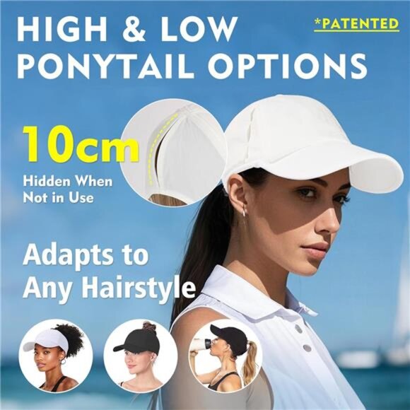 Womens High Ponytail Baseball Cap UV50 Sun Protection Running Golf Sports Hat - Picture 2 of 7